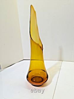 LE Smith Honey Amber Smoothie Swung Glass Vase 21 McM Wide Mouth