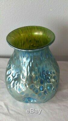 LOETZ CRETE DIASPORA Creta Silberiris ART GLASS VASE Blue Green Nouveau Pinched