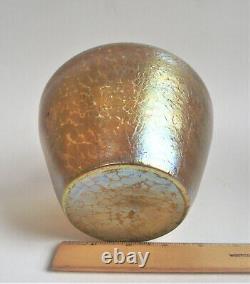 LOETZ Candia PAPILLON Gold 5 IRIDESCENT Antique BOHEMIAN ART NOUVEAU GLASS VASE