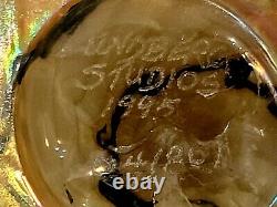 LUNDBERG Gold Aurene Snake Skin Art Glass Bowl Vase Signed 1995 dated #041801