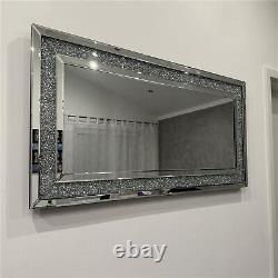 LUVODI Extral Large Crushed Diamond Mirror XL Rectangle Wall Mirror for Entryway