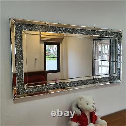 LUVODI Extral Large Crushed Diamond Mirror XL Rectangle Wall Mirror for Entryway