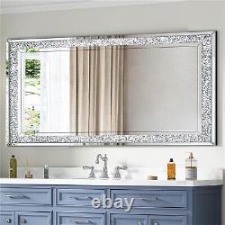 LUVODI Extral Large Crushed Diamond Mirror XL Rectangle Wall Mirror for Entryway