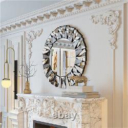 LUVODI Wall Mirror for Living Room Large Elegant Silver Glass Mirror Home Decor