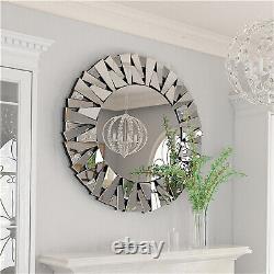 LUVODI Wall Mirror for Living Room Large Elegant Silver Glass Mirror Home Decor