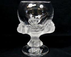 Lalique Crystal Bagheera Claw Art Glass Pedestal Vase Bowl Authentic