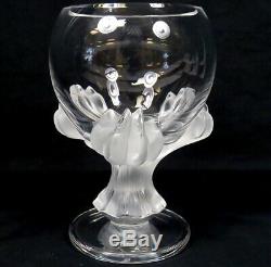 Lalique Crystal Bagheera Claw Art Glass Pedestal Vase Bowl Authentic