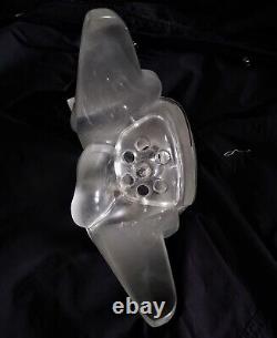 Lalique Sylvie crystal Vase with love doves and flower frog insert