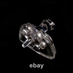 Lalique Sylvie crystal Vase with love doves and flower frog insert