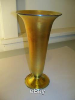 Large 12 Tall Antique Signed Steuben 2909 American Art Glass Gold Aurene Vase
