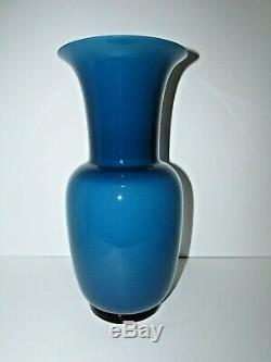 Large 14 Signed Venini Murano Opalino Art Glass Vase 496