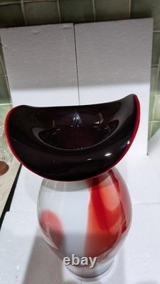 Large 15 Stunning Red White Black, Art Glass Vase vgc Free P&P