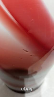 Large 15 Stunning Red White Black, Art Glass Vase vgc Free P&P