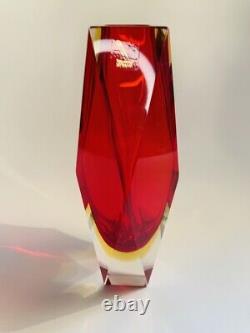 Large 25cm Flavio Poli Faceted Murano Mandruzzato Glass Sommerso Vase
