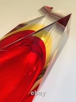 Large 25cm Flavio Poli Faceted Murano Mandruzzato Glass Sommerso Vase