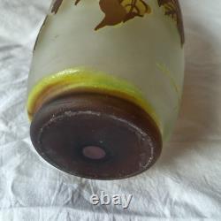 Large Acid Etched Cameo Glass Vase