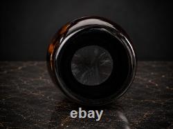 Large Amber Art Glass Vase Heavy Murano Style Smoked Glass 38cm Vintage