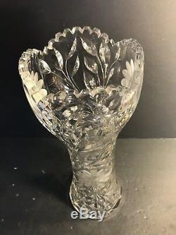 Large Antique ABP American Brilliant Deep Cut Crystal Vase/ Art Nouveau C. 1925