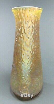 Large Antique LOETZ Iridescent Martele Decor Art Glass Vase circa 1898 13 Tall