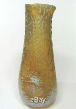 Large Antique LOETZ Iridescent Martele Decor Art Glass Vase circa 1898 13 Tall