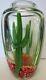 Large Art Glass Saguaro Cactus Vase Signed Beyers And Labeled Orient & Flume 12#