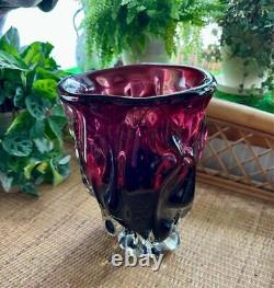 Large Art Glass Vase Red Gradation