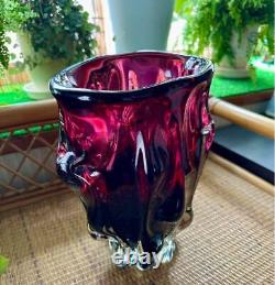 Large Art Glass Vase Red Gradation