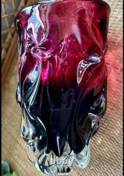 Large Art Glass Vase Red Gradation