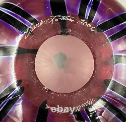 Large Charles Lotton Multi Flora Art Glass Vase Signed Iridescent Red Pink