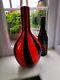 Large Contemporary Murano Style Red & Black Stripe Gourd Shaped Art Glass Vase
