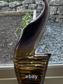 Large Czech 1960-70s Sommerso Glass Vase 50cm Amethyst Amber Hospodka Style MCM