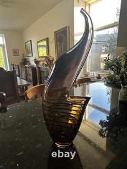 Large Czech 1960-70s Sommerso Glass Vase 50cm Amethyst Amber Hospodka Style MCM