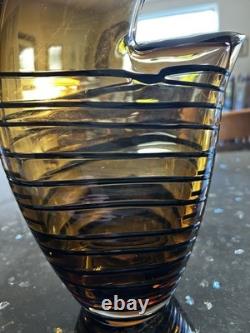 Large Czech 1960-70s Sommerso Glass Vase 50cm Amethyst Amber Hospodka Style MCM