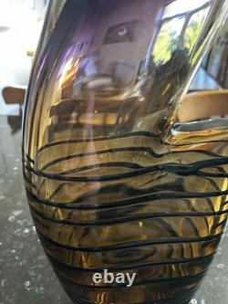 Large Czech 1960-70s Sommerso Glass Vase 50cm Amethyst Amber Hospodka Style MCM
