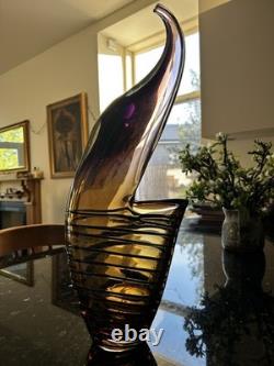 Large Czech 1960-70s Sommerso Glass Vase 50cm Amethyst Amber Hospodka Style MCM