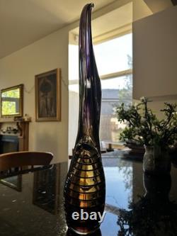 Large Czech 1960-70s Sommerso Glass Vase 50cm Amethyst Amber Hospodka Style MCM