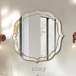 Large Glass Wall Mirror Beveled Golden Rim Accent Mirror Entryway Bathroom Decor