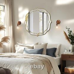 Large Glass Wall Mirror Beveled Golden Rim Accent Mirror Entryway Bathroom Decor