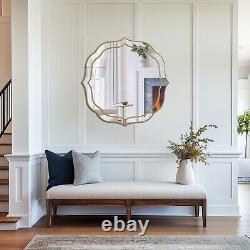 Large Glass Wall Mirror Beveled Golden Rim Accent Mirror Entryway Bathroom Decor