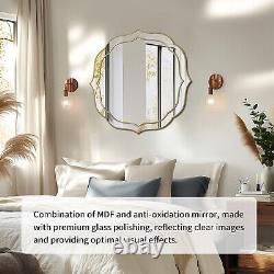 Large Glass Wall Mirror Beveled Golden Rim Accent Mirror Entryway Bathroom Decor