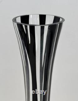 Large Hand Blown Art Glass Vase Black Stripe Studio Glass Murano Style 65cm