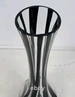 Large Hand Blown Art Glass Vase Black Stripe Studio Glass Murano Style 65cm