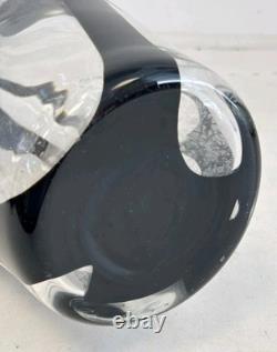 Large Hand Blown Art Glass Vase Black Stripe Studio Glass Murano Style 65cm