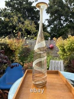 Large Hand Blown Studio Art Glass Attenuated Bottle Vase 46cm Agate Tiger