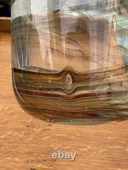 Large Hand Blown Studio Art Glass Attenuated Bottle Vase 46cm Agate Tiger