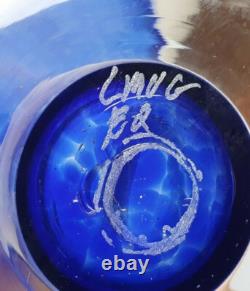 Large Handblown Signed Blue Studio Art Glass Vase