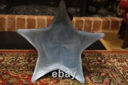 Large Mid Century Czech Opaline Glass Star Bowl 34cm Bohemian Art Glass