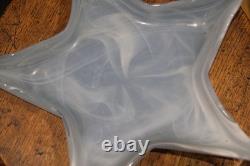 Large Mid Century Czech Opaline Glass Star Bowl 34cm Bohemian Art Glass