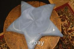 Large Mid Century Czech Opaline Glass Star Bowl 34cm Bohemian Art Glass