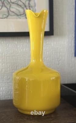 Large Mid Century Yellow Art Glass Jug Murano Style Italian 32cm